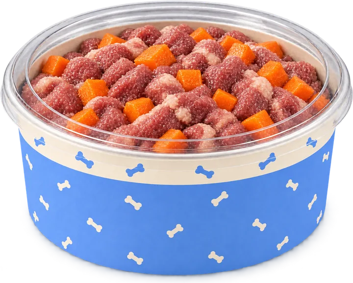 A pack of Lamb and Carrot raw food for dogs
